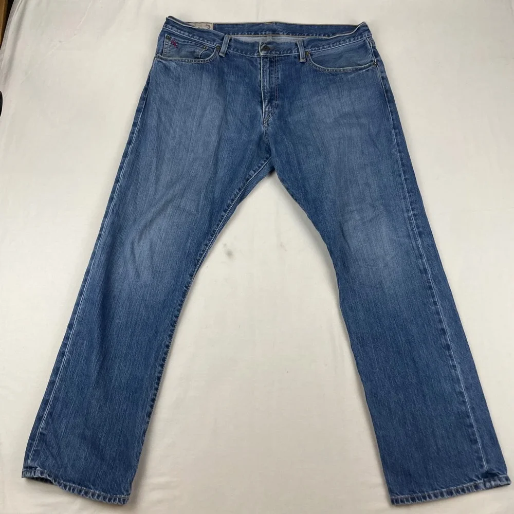 Polo Ralph Lauren Mens Authentic Dungarees Blue Denim Jeans 36x30 Straight Leg